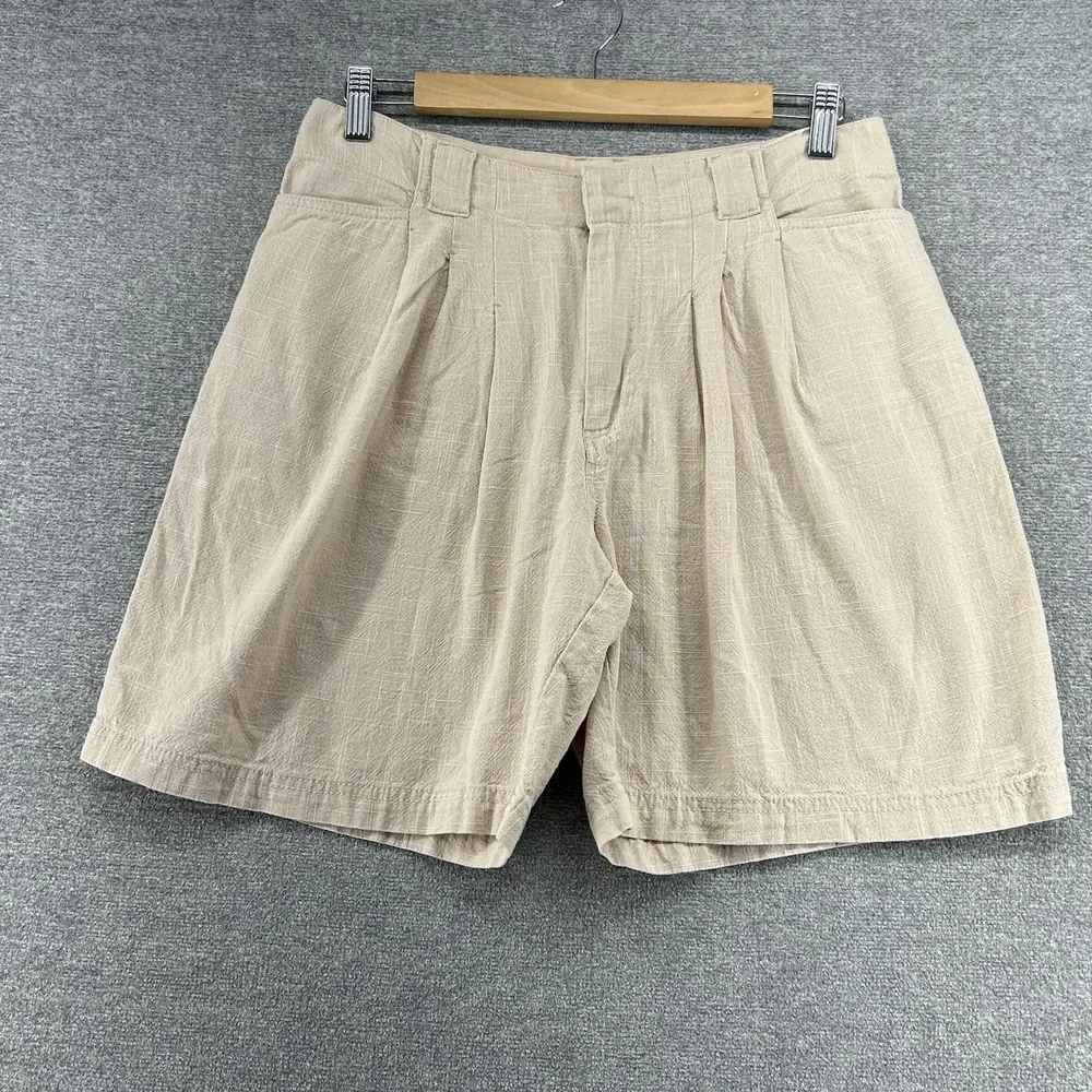 Free People Pleaded Shorts Size 4 Beige Casual 100% Cotton